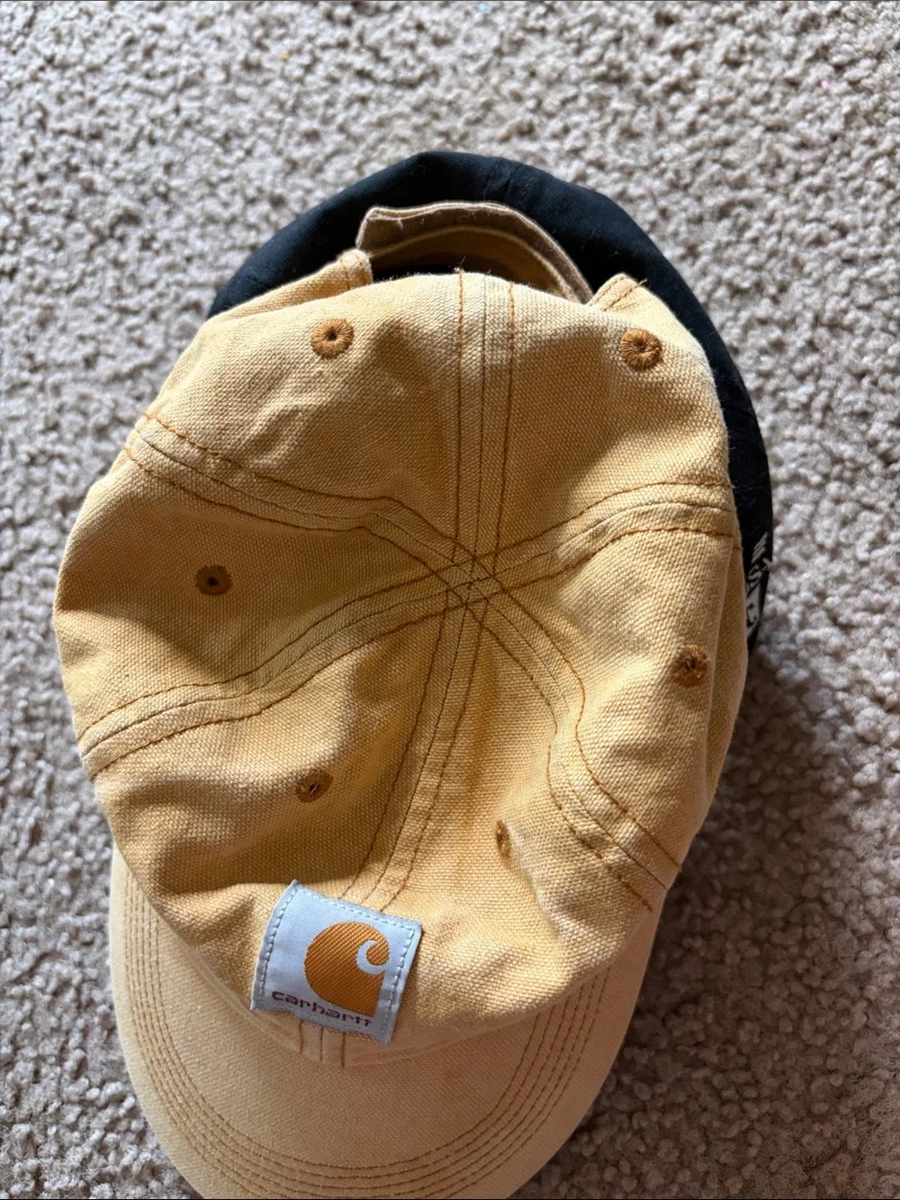 B68 Lot of 2 Carhartt Kids Canvas Cap Duo - Yellow and Black